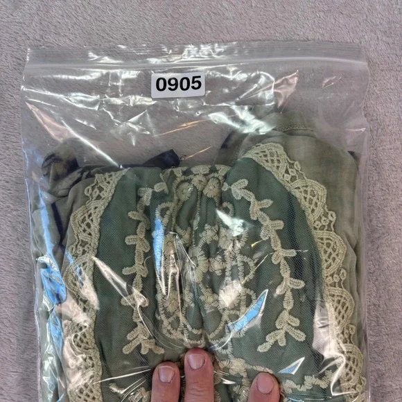 Nature Art Women's Top XL Green‎ Purple Tie Dye Boho Embroidered Tunic Blouse - Picture 7 of 7